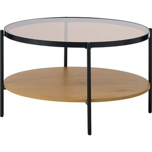 Kulatý konferenční stolek se skleněnou deskou v přírodní barvě ø 84 cm Hassel – Unique Furniture obraz