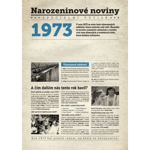 Narozeninové noviny 1973 s vlastním textem a fotografií, S fotografií a textem obraz