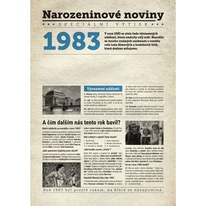 Narozeninové noviny 1983 s vlastním textem a fotografií, S fotografií a textem obraz
