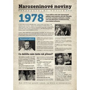 Narozeninové noviny 1978 s vlastním textem a fotografií, S fotografií a textem obraz
