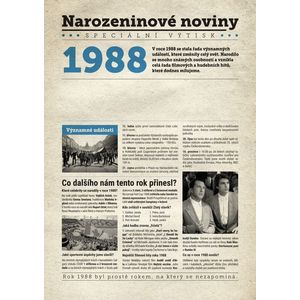 Narozeninové noviny 1988 s vlastním textem a fotografií, S fotografií a textem obraz