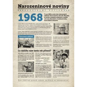 Narozeninové noviny 1968 s vlastním textem a fotografií, S fotografií a textem obraz