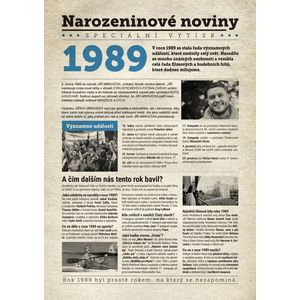 Narozeninové noviny 1989 s vlastním textem a fotografií, S fotografií a textem obraz