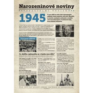 Narozeninové noviny 1945 s vlastním textem a fotografií, S fotografií a textem obraz