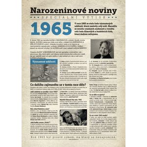 Narozeninové noviny 1965 s vlastním textem a fotografií, S fotografií a textem obraz