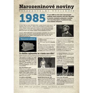 Narozeninové noviny 1985 s vlastním textem a fotografií, S fotografií a textem obraz