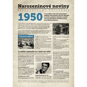Narozeninové noviny 1950 s vlastním textem a fotografií, S textem obraz