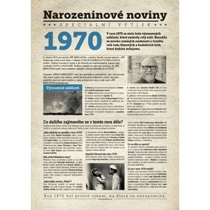 Narozeninové noviny 1970 s vlastním textem a fotografií, S fotografií a textem obraz