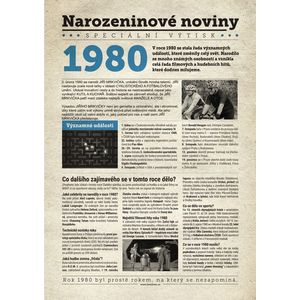 Narozeninové noviny 1980 s vlastním textem a fotografií, S fotografií a textem obraz