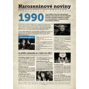 Narozeninové noviny 1990 s vlastním textem a fotografií, S fotografií a textem obraz