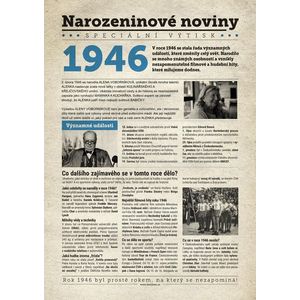 Narozeninové noviny 1946 s vlastní fotografií a textem, S fotografií a textem obraz