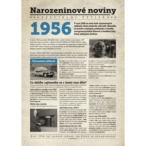 Narozeninové noviny 1956 s vlastní fotografií a textem, S fotografií a textem obraz