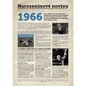 Narozeninové noviny 1966 s vlastní fotografií a textem, S fotografií a textem obraz