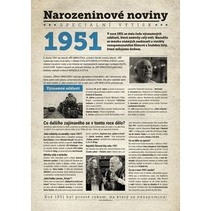 Narozeninové noviny 1951 s vlastní fotografií a textem, S fotografií a textem obraz