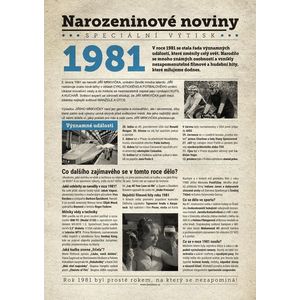 Narozeninové noviny 1981 s vlastní fotografií a textem, S fotografií a textem obraz