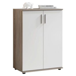 Carryhome KOMODA, bílá, tmavý dub, 60/84/35 cm obraz