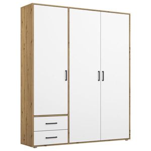 Rauch Möbel ŠATNÍ SKŘÍŇ S OTOČNÝMI DVEŘMI, bílá, dub artisan, 140/194/53 cm obraz
