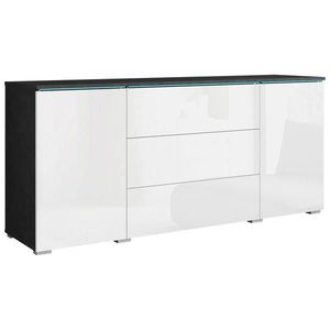 P & B ŠIROKÁ KOMODA, antracitová, vysoce lesklá bílá, 150/67, 9/39, 5 cm obraz