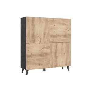 P & B VYSOKÁ KOMODA, antracitová, barvy dubu košíčkatého, 120/128/39 cm obraz