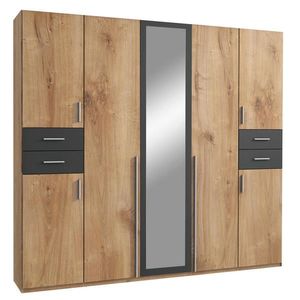 P & B ŠATNÍ SKŘÍŇ S OTOČNÝMI DVEŘMI, barvy grafitu, barvy dubu, 225/208/58 cm obraz