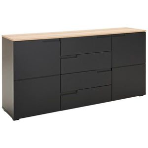 MID.YOU ŠIROKÁ KOMODA, černá, barvy dubu, 165/80/40 cm obraz