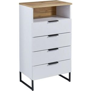 home24 MIDI SKŘÍŇKA, bílá, barvy dubu, 50/91/32 cm obraz