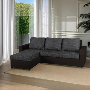 P & B ROHOVÁ SEDAČKA, textil, kompozitní dřevo, černá obraz
