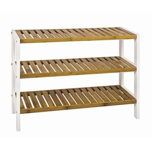 REGÁL, přírodní barvy, bílá, bambus, 70/54/26 cm obraz