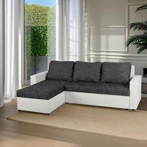 P & B ROHOVÁ SEDAČKA, textil, kompozitní dřevo, černá, bílá obraz