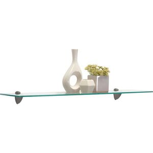 Carryhome SKLENĚNÁ ODKLÁDACÍ PLOCHA, čiré, barvy nerez oceli, 78/0, 6/18 cm obraz