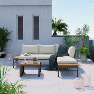 Ambia Garden TERASOVÁ SEDACÍ SOUPRAVA dřevo, kov, textil obraz