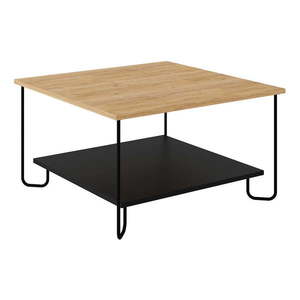 Konferenční stolek s deskou v dubovém dekoru v černo-přírodní barvě 80x80 cm Tonka – Marckeric obraz