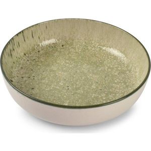 Zelený/krémový hluboký talíř z kameniny ø 18, 5 cm Gravel – ONA obraz