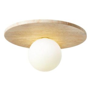 Béžové kamenné stropní svítidlo se skleněným stínidlem ø 12 cm Hilde – Opviq lights obraz