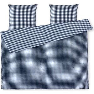 Bílo-tmavě modré prodloužené krepové povlečení na dvoulůžko 200x220 cm Bæk&Bølge – JUNA obraz