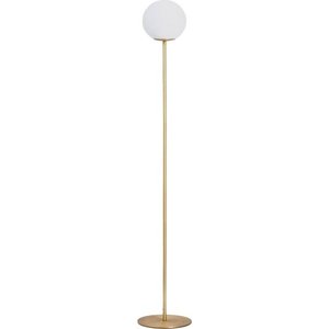 Bílá/ve zlaté barvě stojací lampa se skleněným stínidlem (výška 155 cm) Brisia – Kave Home obraz