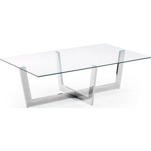 Konferenční stolek se skleněnou deskou ve stříbrné barvě 70x120 cm Plam – Kave Home obraz