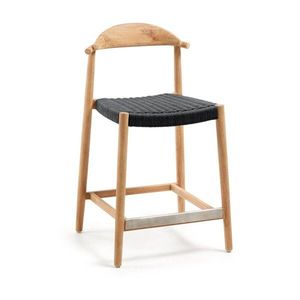 Černá/v přírodní barvě dřevěná zahradní barová židle Nina – Kave Home obraz