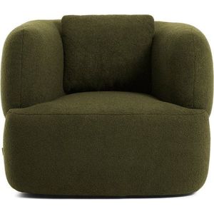 Tmavě zelené otočné křeslo z textilie bouclé Martina – Kave Home obraz