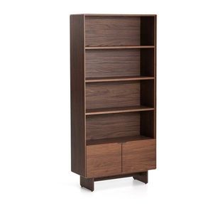 Regál v dekoru ořechu v tmavě přírodní barvě 90x190x35 cm Norlen – Kave Home obraz