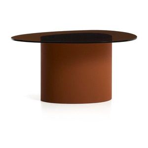 Hnědý konferenční stolek se skleněnou deskou 74x81, 5 cm Olir – Kave Home obraz