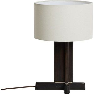 Bílá/tmavě hnědá stolní lampa z kaučukového dřeva s textilním stínidlem (výška 48 cm) Niani – Kave Home obraz