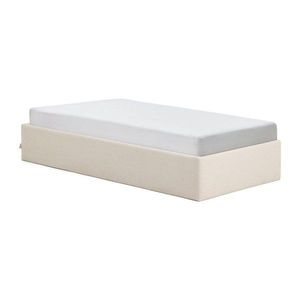 Krémová čalouněná jednolůžková postel z žinylky s úložným prostorem/bez čela s roštem 90x200 cm Nelzi – Kave Home obraz