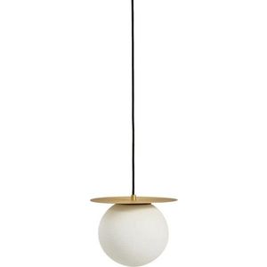 Bílé/ve zlaté barvě kovové závěsné svítidlo se skleněným stínidlem ø 25 cm Brisia – Kave Home obraz