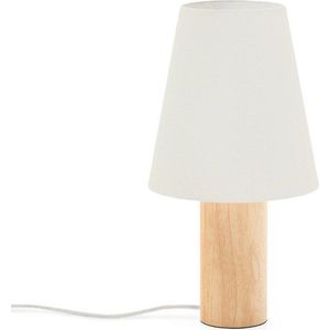 Bílá/v přírodní barvě stolní lampa z kaučukového dřeva s textilním stínidlem (výška 49, 5 cm) Marga – Kave Home obraz