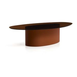 Hnědý konferenční stolek se skleněnou deskou 81x140 cm Olir – Kave Home obraz