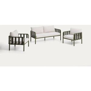 Zelený/béžový hliníkový zahradní lounge set pro 4 osoby Omala – Kave Home obraz