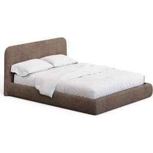Hnědá čalouněná dvoulůžková postel bez roštu 160x200 cm Martina – Kave Home obraz