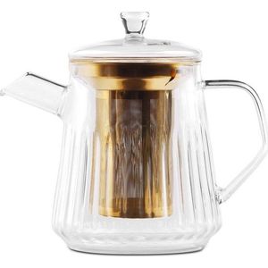 Skleněná konvice na čaj se sítkem ve zlaté barvě 900 ml Mia – Vialli Design obraz