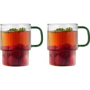 Zelené skleněné hrnky v sadě 2 ks na cappuccino 350 ml Livio – Vialli Design obraz